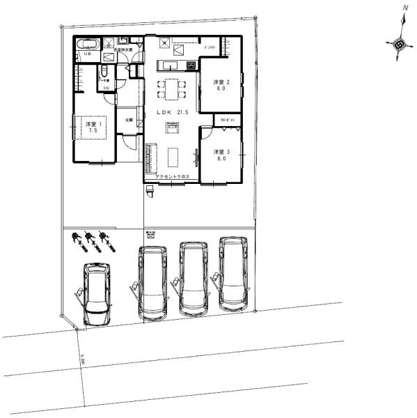 リナージュ　八街市八街に01期　全１棟　１号棟の区画図画像