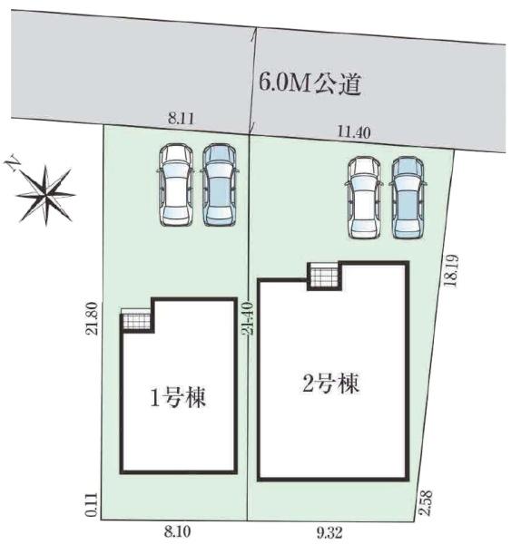 グラファーレ　佐倉市　城内町４期　全２棟　２号棟の区画図画像