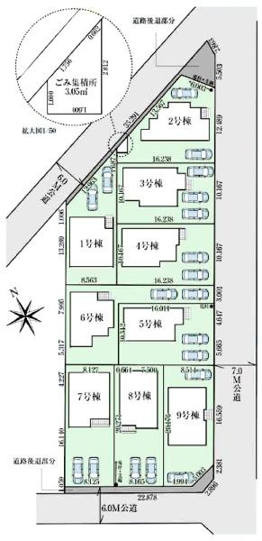 グラファーレ　富里市　御料　全９棟　６号棟の全体区画図画像