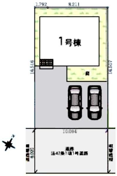 クレイドルガーデン　山武市　美杉野　第３　全１棟　１号棟の区画図画像