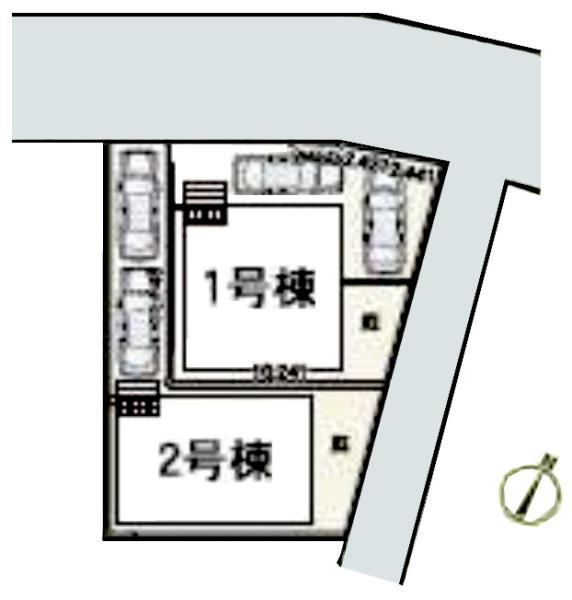 クレイドルガーデン　成田市玉造　第12　全２棟　１号棟の全体区画図画像