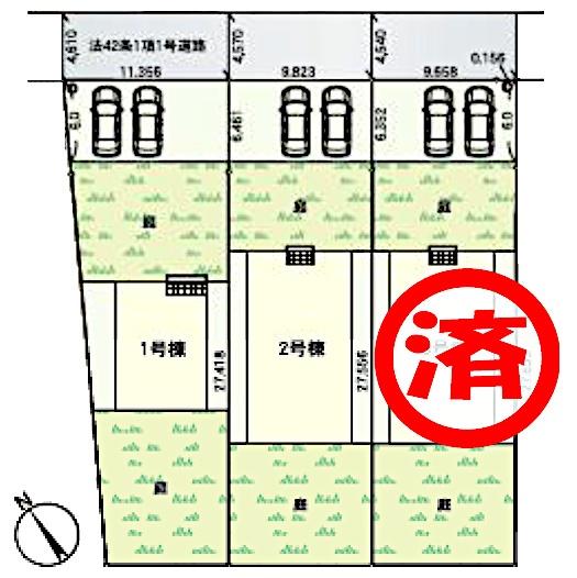 クレイドルガーデン八街市八街に　第18全３棟２号棟の全体区画図画像