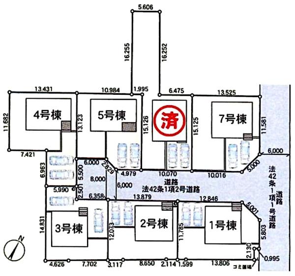 クレイドルガーデン富里市七栄第34・7棟・７号棟の全体区画図画像