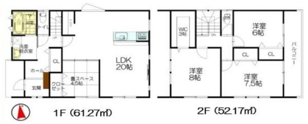 八街市 朝日 U3の間取り画像