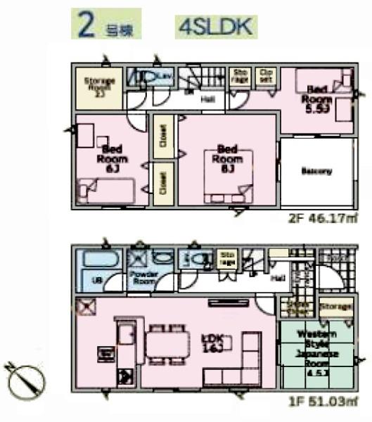クレイドルガーデン　成田市　中台　第５・２号棟の間取り画像