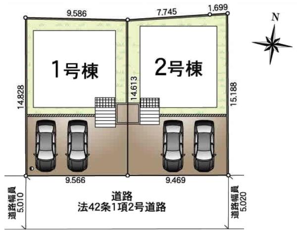 クレイドルガーデン 八街市文違第8・全2棟・1号棟の区画図画像