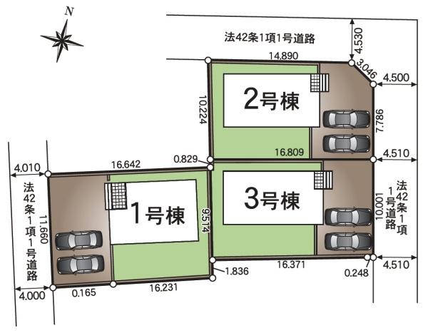 クレイドルガーデン 八街市八街に第20・全3棟・3号棟の全体区画図画像