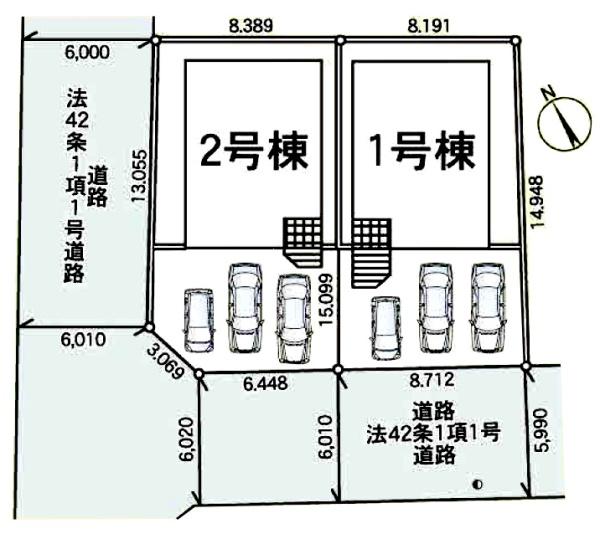 クレイドルガーデン　酒々井町東酒々井第１７全２棟１号棟の区画図画像