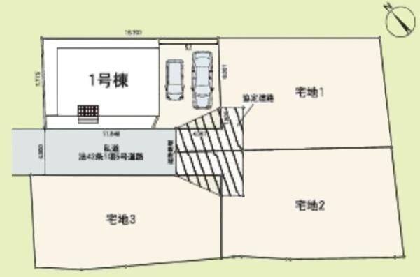 成田市　寺台　第１　全１棟　１号棟の全体区画図画像