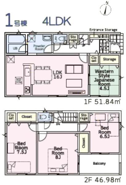 クレイドルガーデン 成田市 西三里塚 第10 全2棟 1号棟の間取り画像