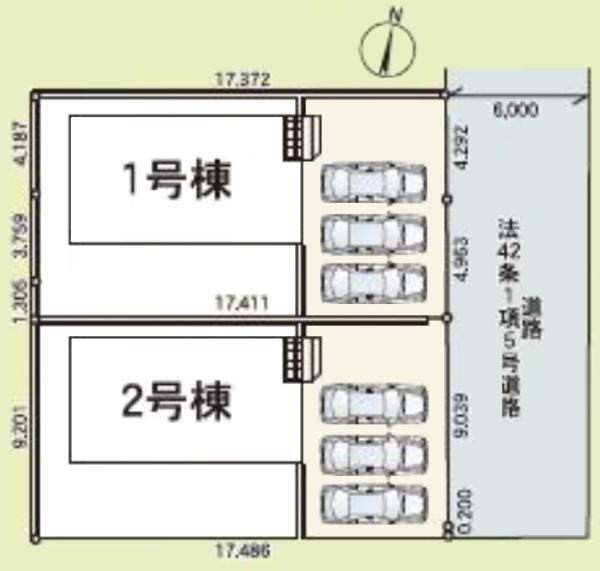 クレイドルガーデン 成田市 西三里塚 第10 全2棟 2号棟の全体区画図画像