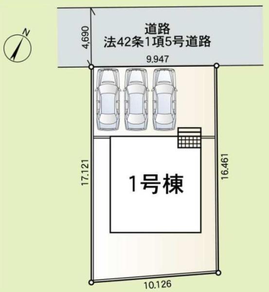 クレイドルガーデン　八街市文違第９全１棟　１号棟の区画図画像