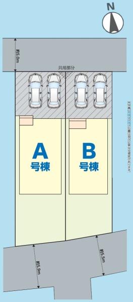 酒々井町 東酒々井2丁目 全2棟 B号棟の全体区画図画像