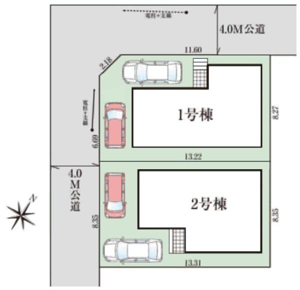 グラファーレ 成田市 並木町 3期 全2棟 1号棟の全体区画図画像