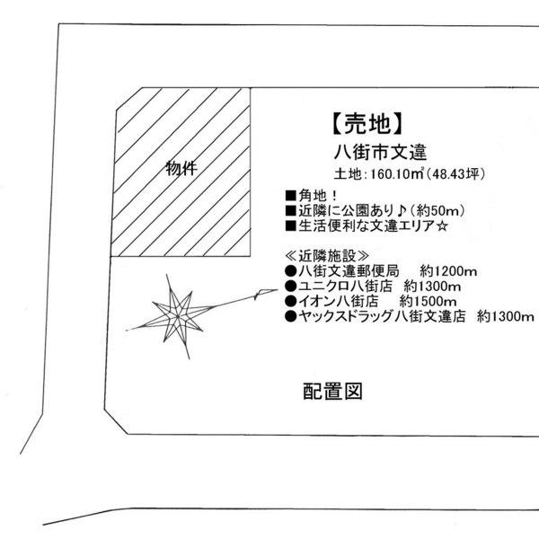 売地・八街市 文違(やちまたし ひじかい)の区画図画像