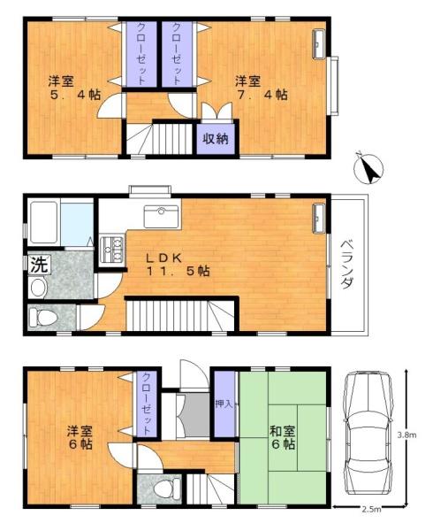 旭町一丁目戸建の間取り画像