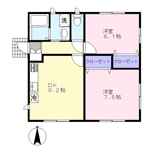 中村原貸家　　Ａの間取り画像
