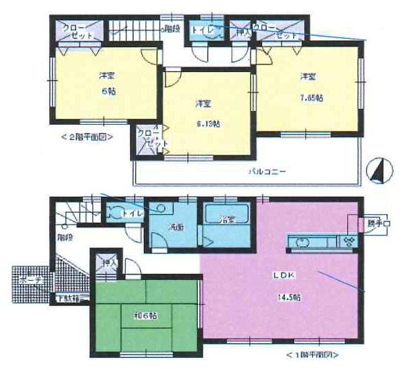 六反町貸家4ＬＤＫの間取り画像