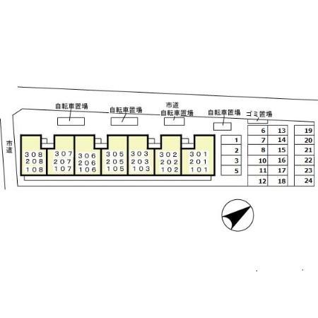 エコーハイツマルオカの現地案内図画像