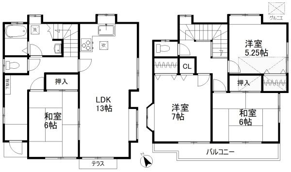 鈴木邸戸建貸家の間取り画像