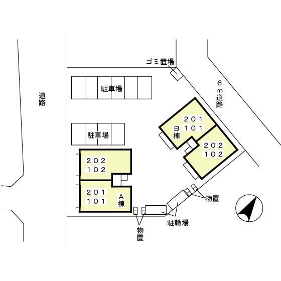 ラフィネ・ドミール弐番館の現地案内図画像