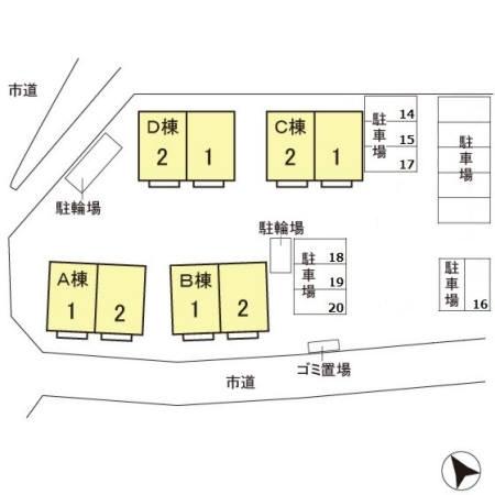 尾山台タウンハウスＤの現地案内図画像