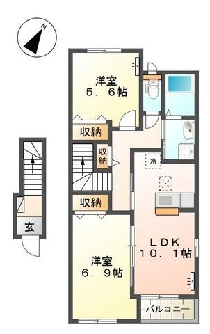 鴻巣市人形4丁目のアパートの間取り画像