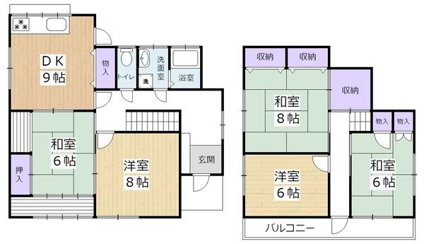 生駒市生駒台南の貸家の間取り画像