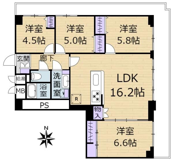 日興奈良杉ヶ町スカイマンションの間取り画像