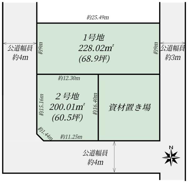 斑鳩町法隆寺東1丁目　1号地の全体区画図画像