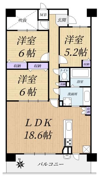 コートブランシュ富雄の間取り画像