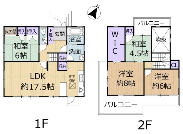 生駒市壱分町　中古一戸建の間取り画像