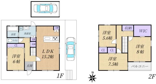 生駒市美鹿の台　中古一戸建の間取り画像