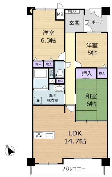 ヴィルヌーブ学園前Ⅰコンセルトの間取り画像