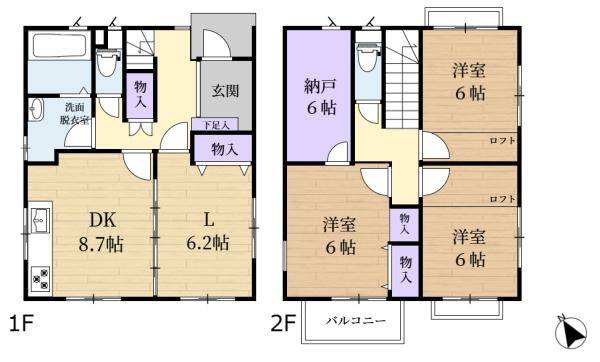 生駒市小明町の中古一戸建の間取り画像