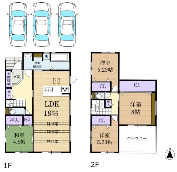 奈良市富雄北３丁目の新築一戸建の間取り画像