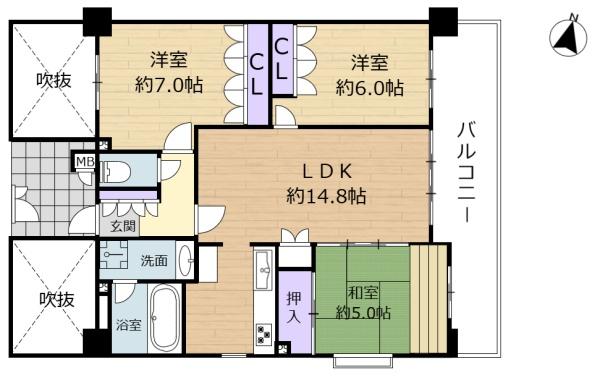 カレンドスクエア東生駒ヒルトップの間取り画像