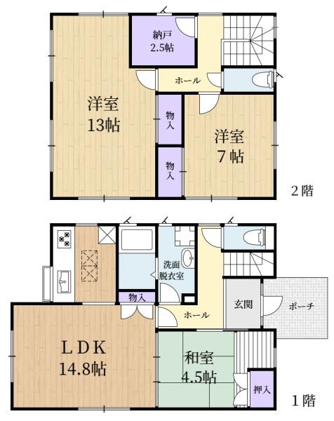 生駒市桜ケ丘の中古一戸建の間取り画像