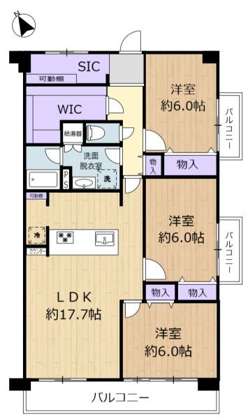コスモハイツあやめ池の間取り画像
