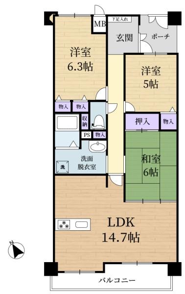 ヴィルヌーブ学園前Ⅰコンセルトの間取り画像