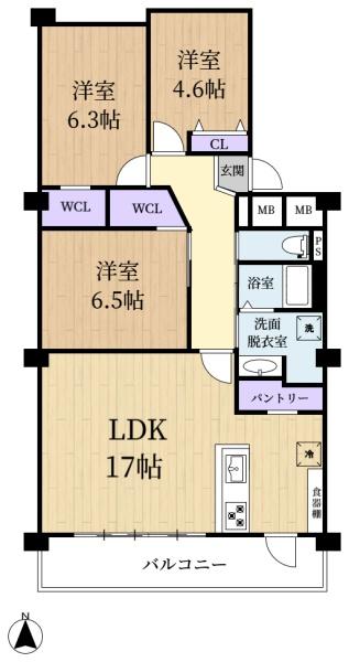 あやめ池グランドハイツA棟の間取り画像