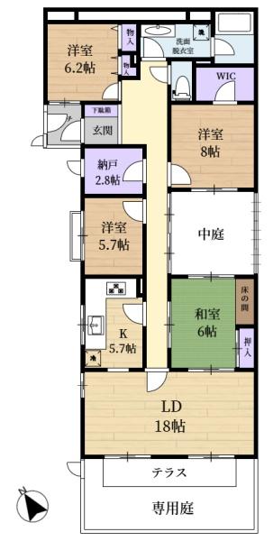 ロイヤルヒルズ東生駒Ｂ棟の間取り画像