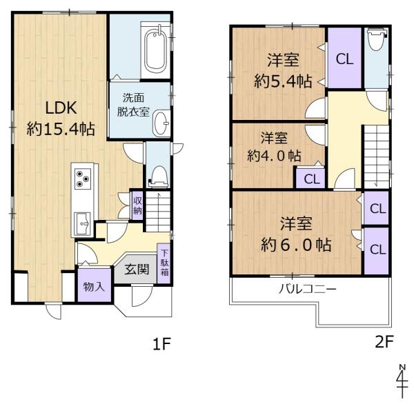 生駒市小明町の中古一戸建の間取り画像