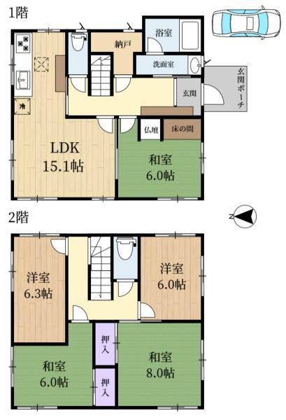 生駒市小明町の中古一戸建の間取り画像