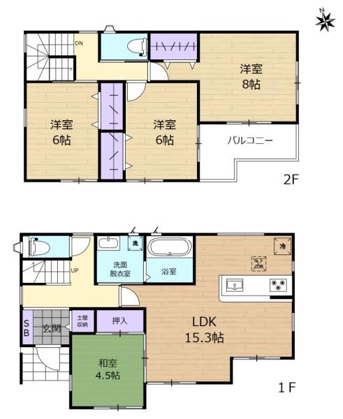 生駒市有里町の新築一戸建の間取り画像