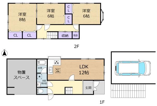 奈良市富雄元町１丁目の中古一戸建の間取り画像