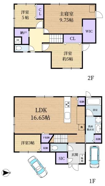 奈良市三松2丁目の中古一戸建の間取り画像