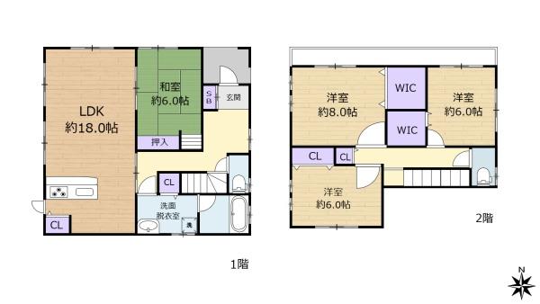 奈良市帝塚山1丁目の中古一戸建の間取り画像