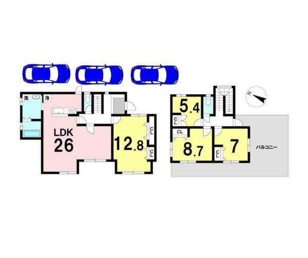 生駒西旭ケ丘　中古一戸建ての間取り画像