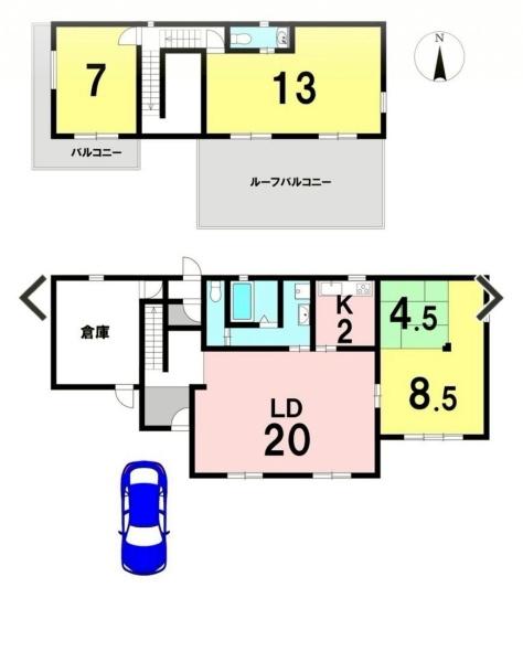 奈良市帝塚山1丁目 中古住宅の間取り画像